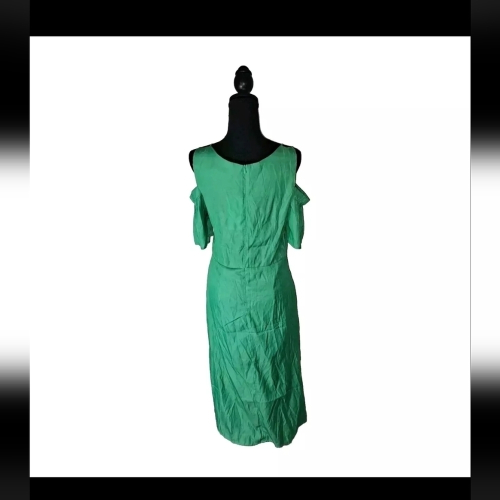Christy & Co Emerald Green Maxi Dress Size Medium Off Shoulder Pockets NWT B21#7 - Picture 3 of 9